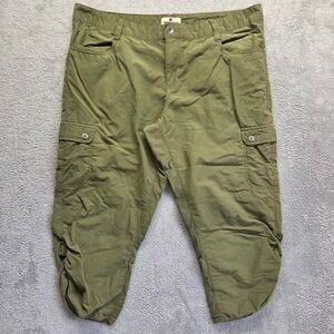 Woolrich Pants Womens 10 Green Cargo Capris Mid Rise Ruched Hiking Outdoor